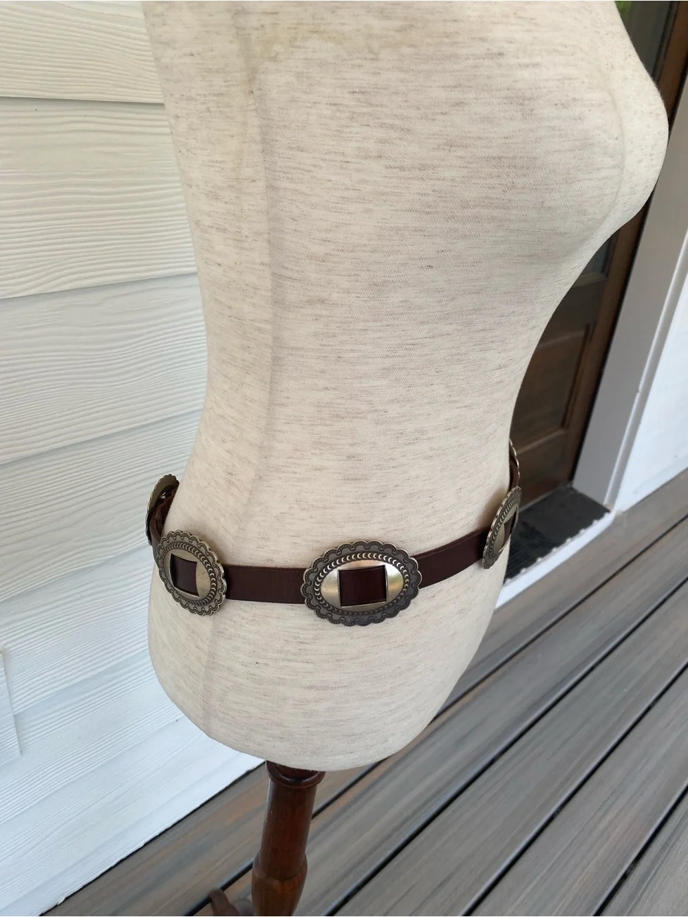 Vintage Ralph Lauren Brown Leather Belt with Silver Conchos - Picture 3 of 10